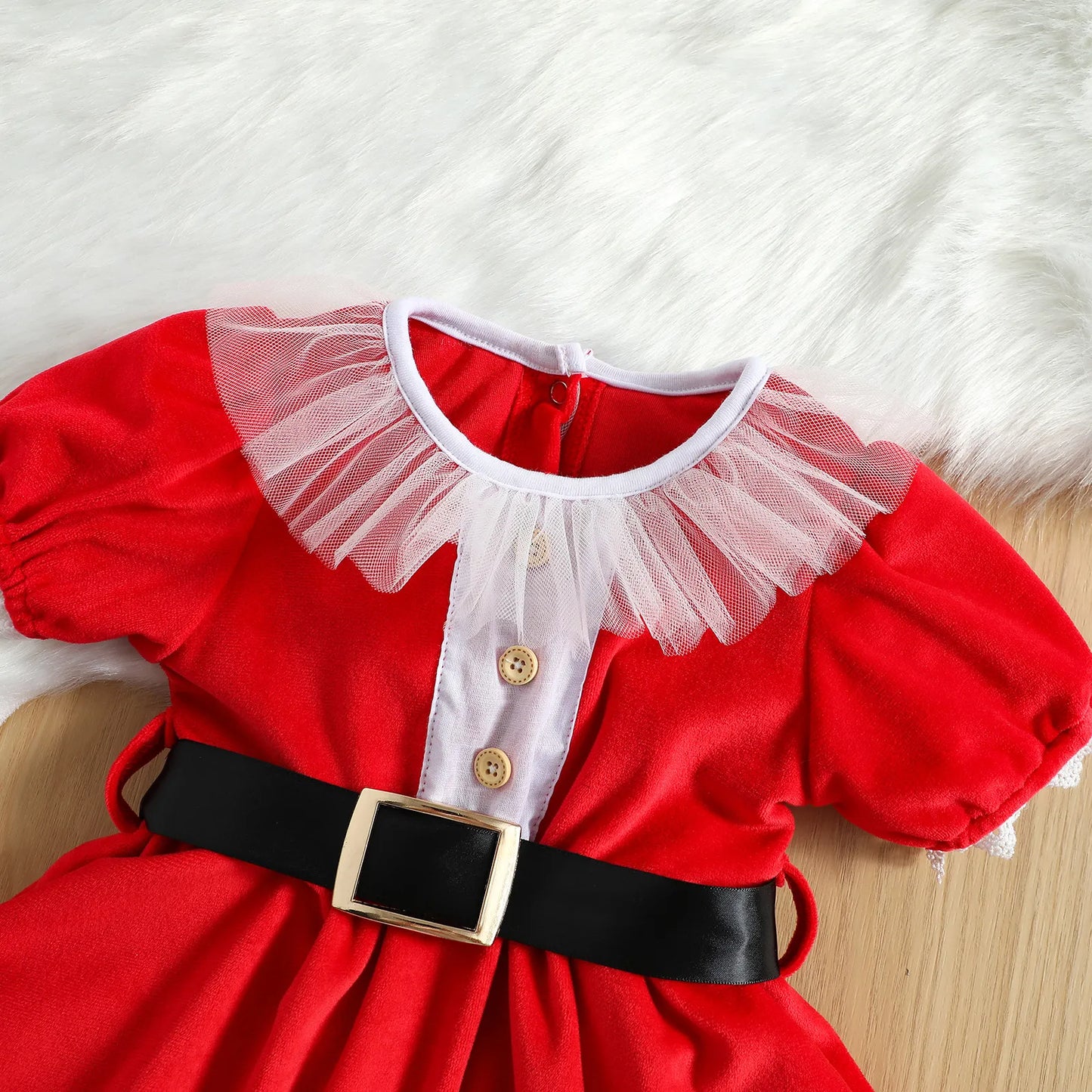 Children's Mama Claus dress with black belt