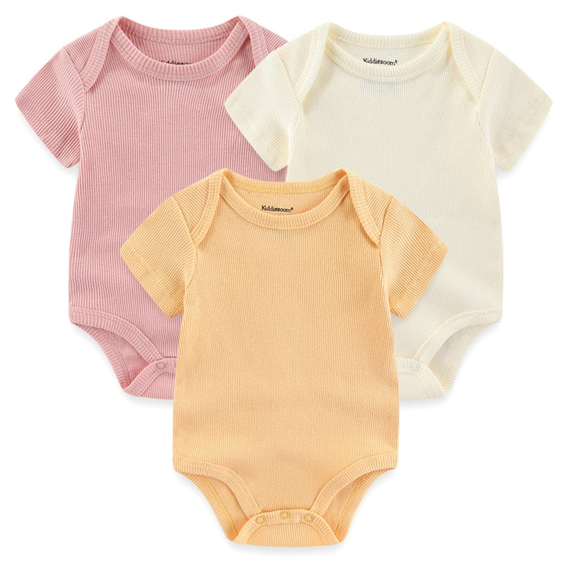 Kit 3 Basic Colored Baby Bodysuits