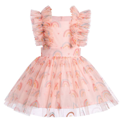 Children's Dress with Ruffled Sleeves and Tulle