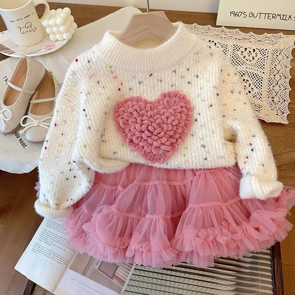 Women's Children's Knitted Heart Blouse