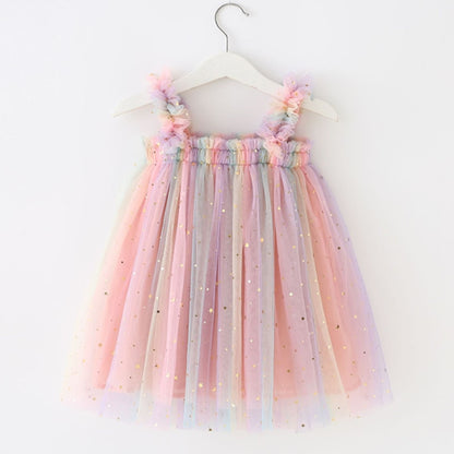 Delicate children's dress with tulle and little stars