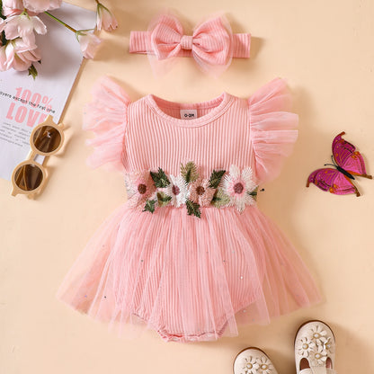 Dress with Flowers + Headband