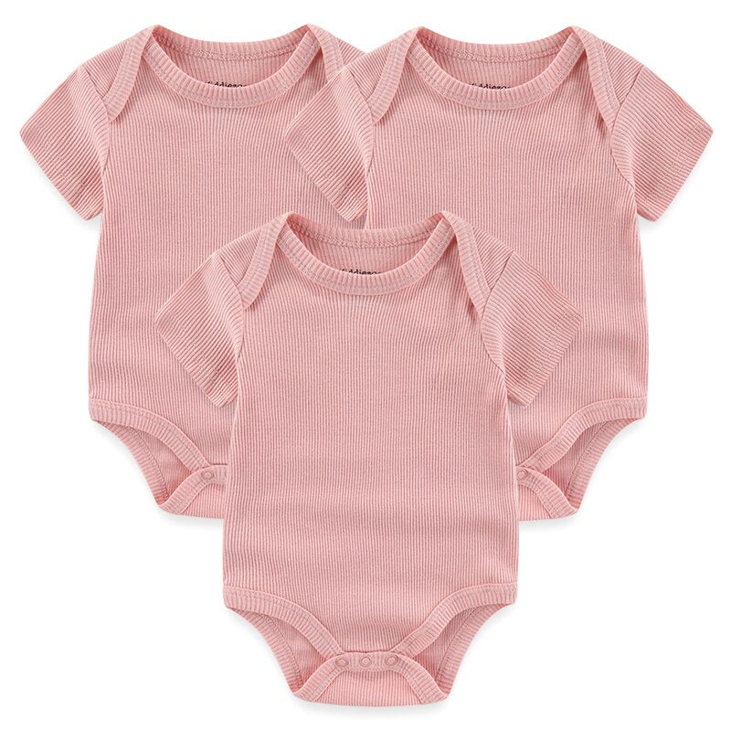 Kit 3 Basic Colored Baby Bodysuits