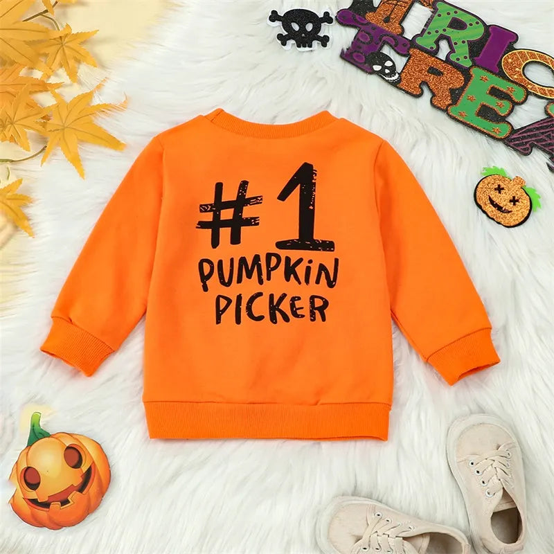 Sweatshirt Casual Halloween Pumpkin Print