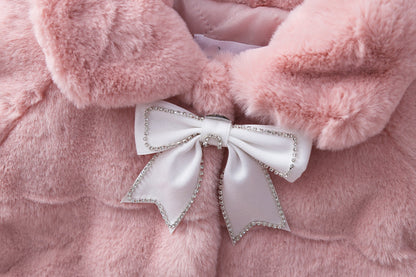 Children's warm coat with bow