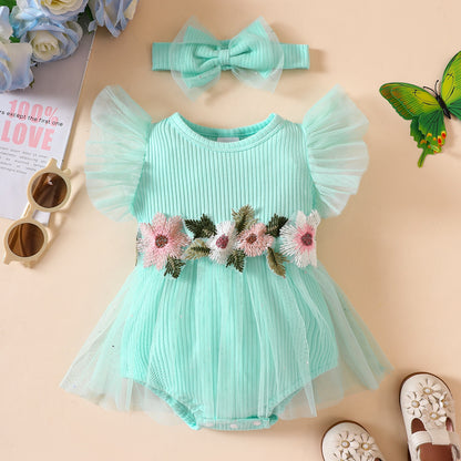 Dress with Flowers + Headband