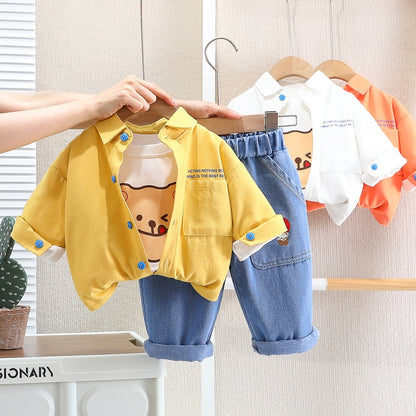 Children's 3-piece set bear with jeans