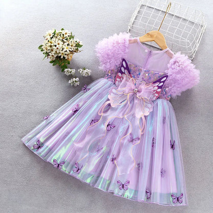 Purple glitter dress with butterflies