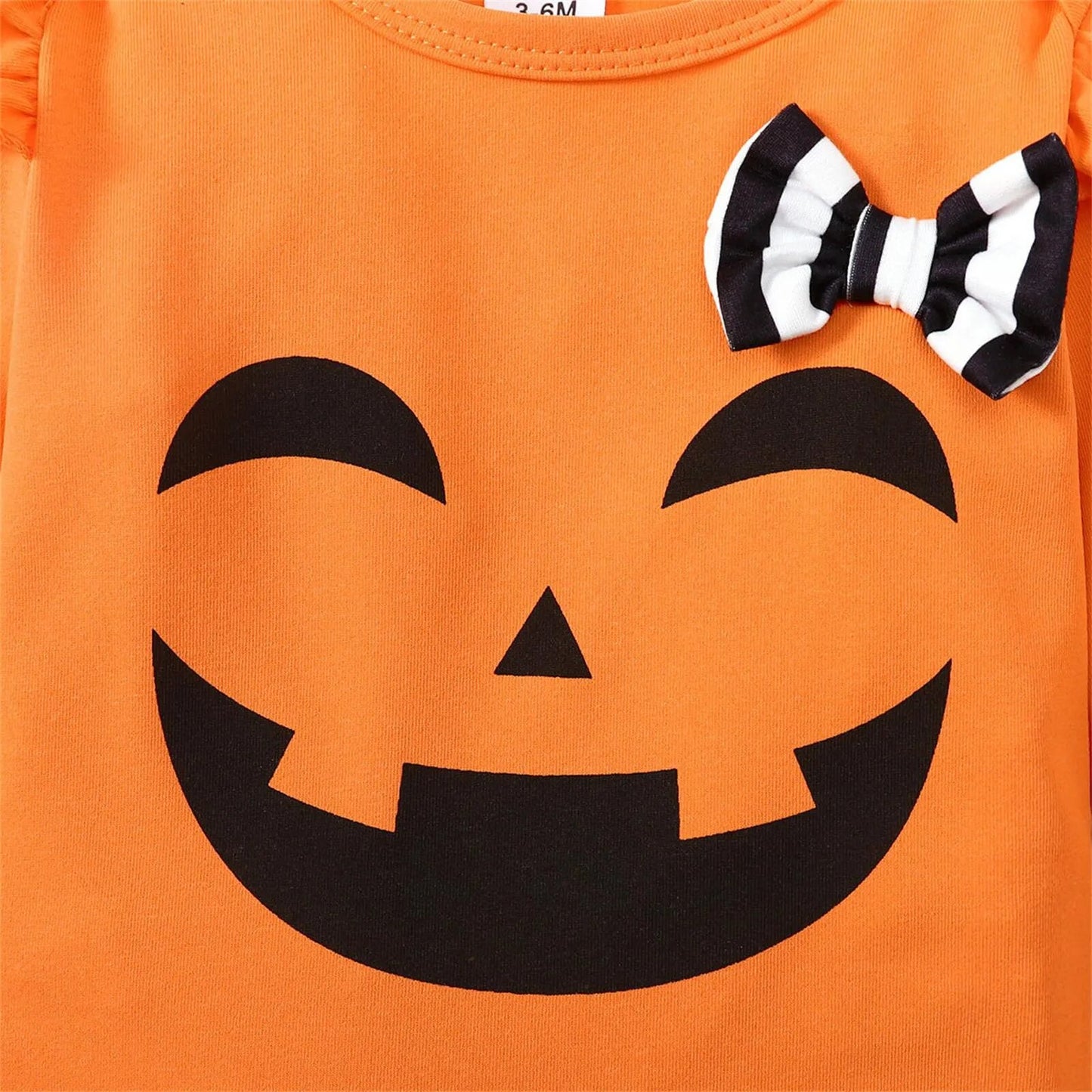 Halloween Costume Orange Romper+Pumpkin Flared Pants+Headband