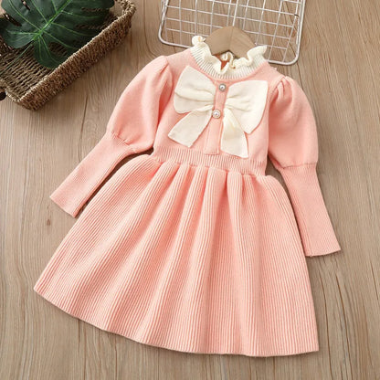 Children's cold weather dress with bow