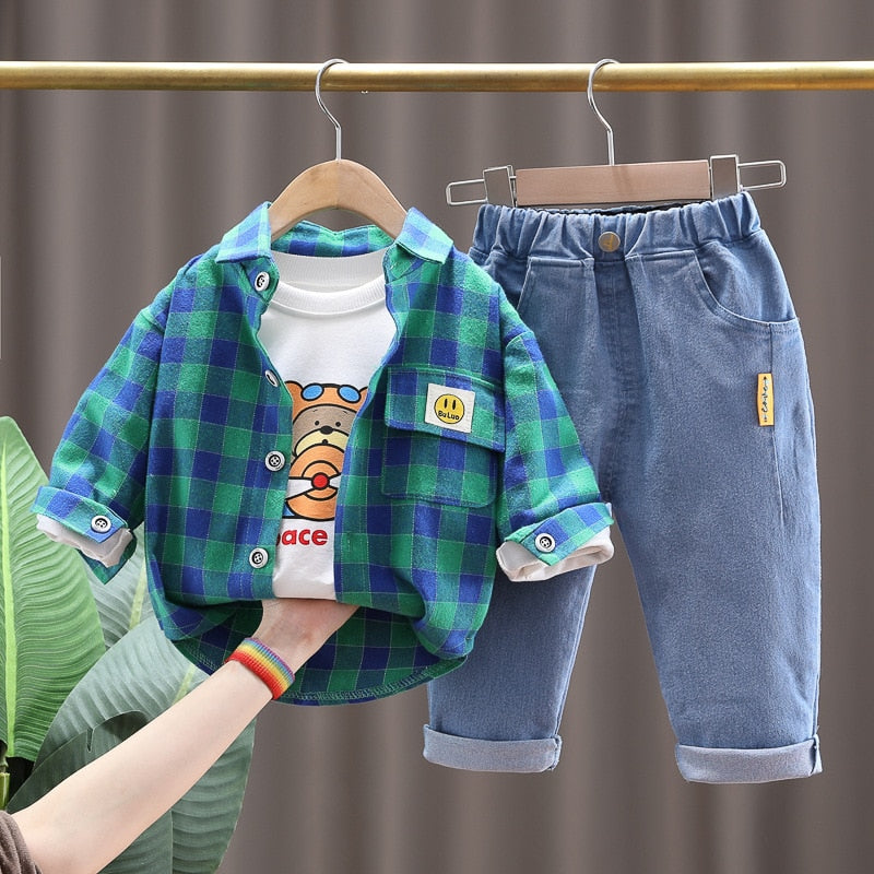 Children's set with plaid jacket