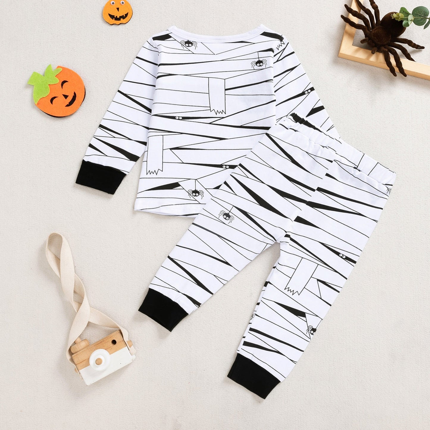 Halloween Clothes Outfits Cute Mummy Long Sleeves Tops+Pants Sets Halloween