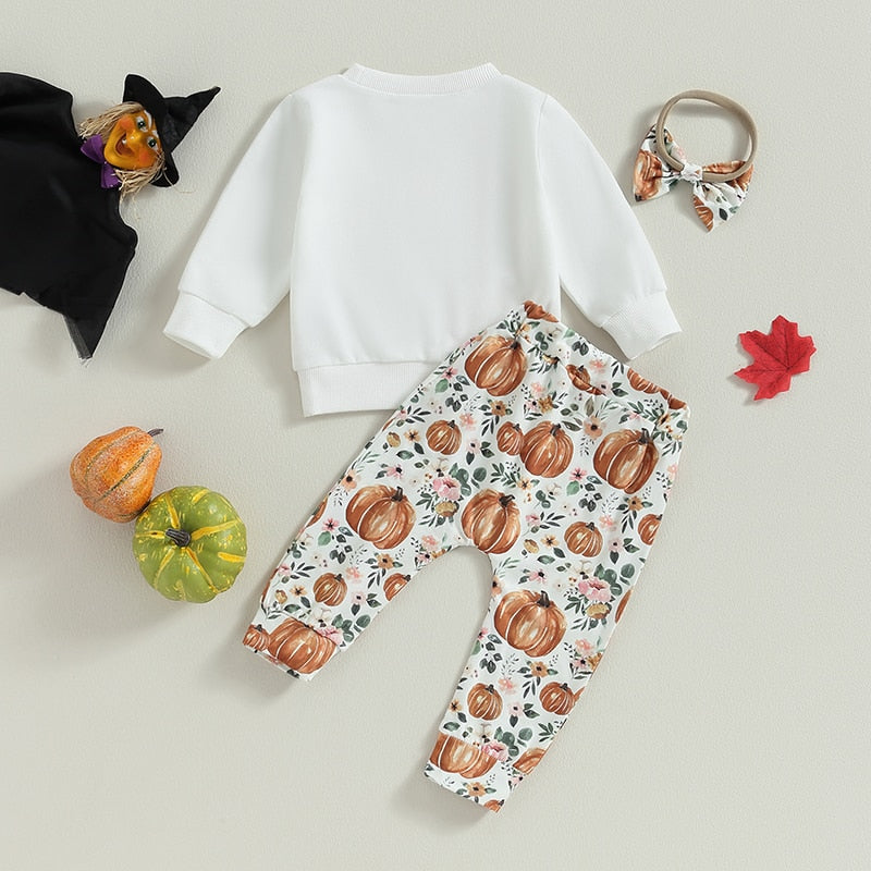 Children's Set with Pumpkin Pants and Headband