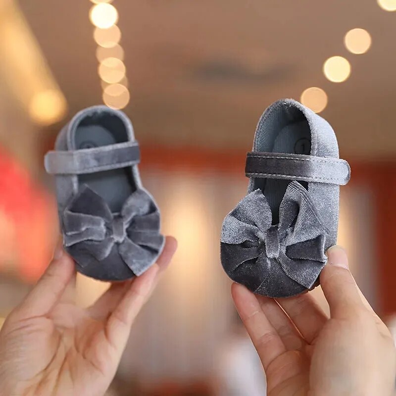 Women's Velvet Bow Children's Shoes