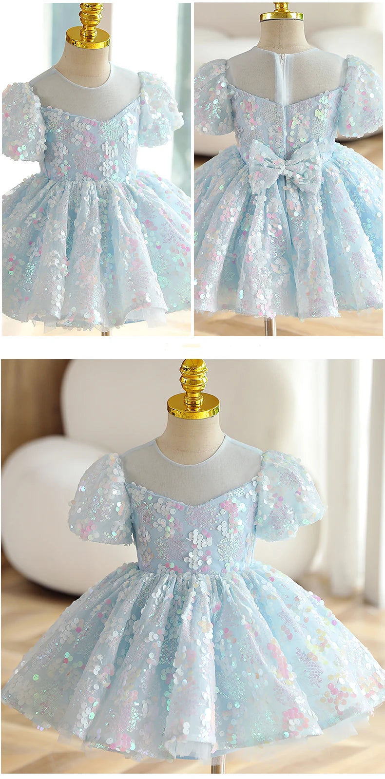 Blue Sequins Children's Party Dress