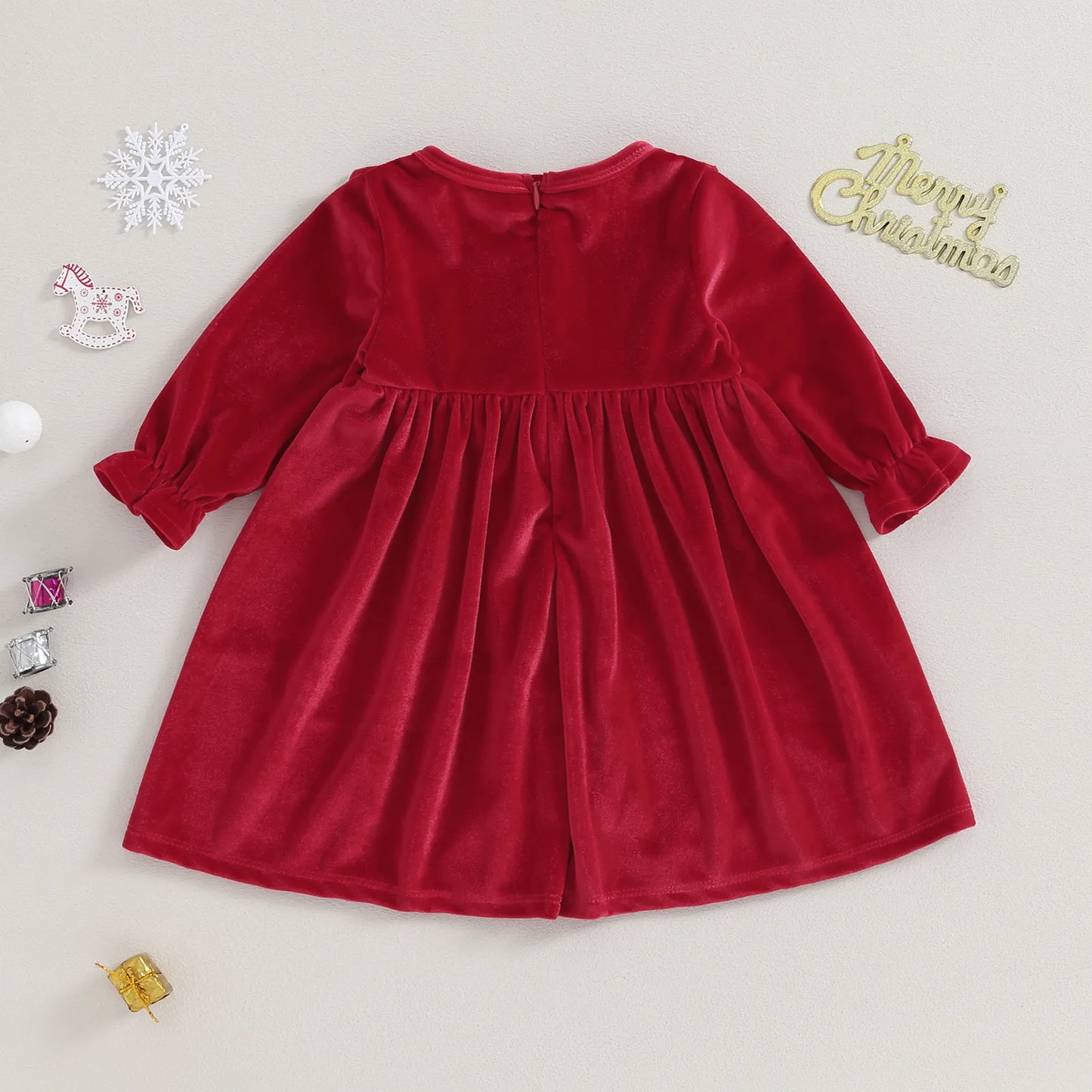 Children's velvet dress with ruffles