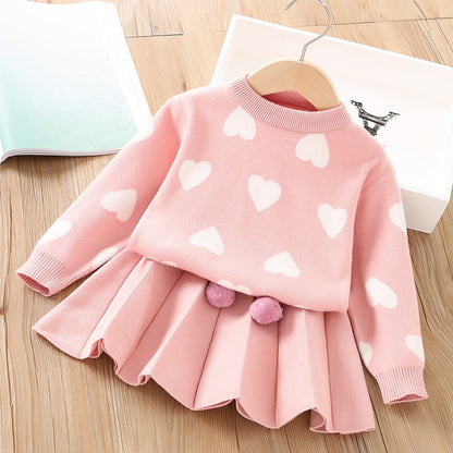 Children's set hearts Skirt + cold blouse