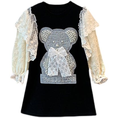 Children's dress with bear and lace