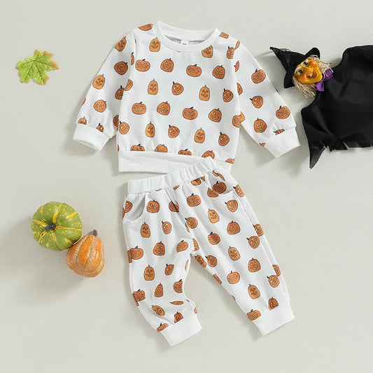 Pumpkin Expression Halloween Clothes Set