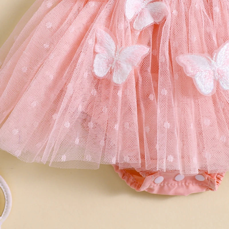 Infant Girl Bodysuit Tulle Butterflies + Bow