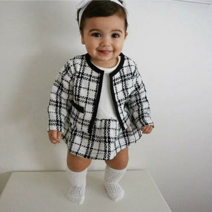 Children's black and white plaid set