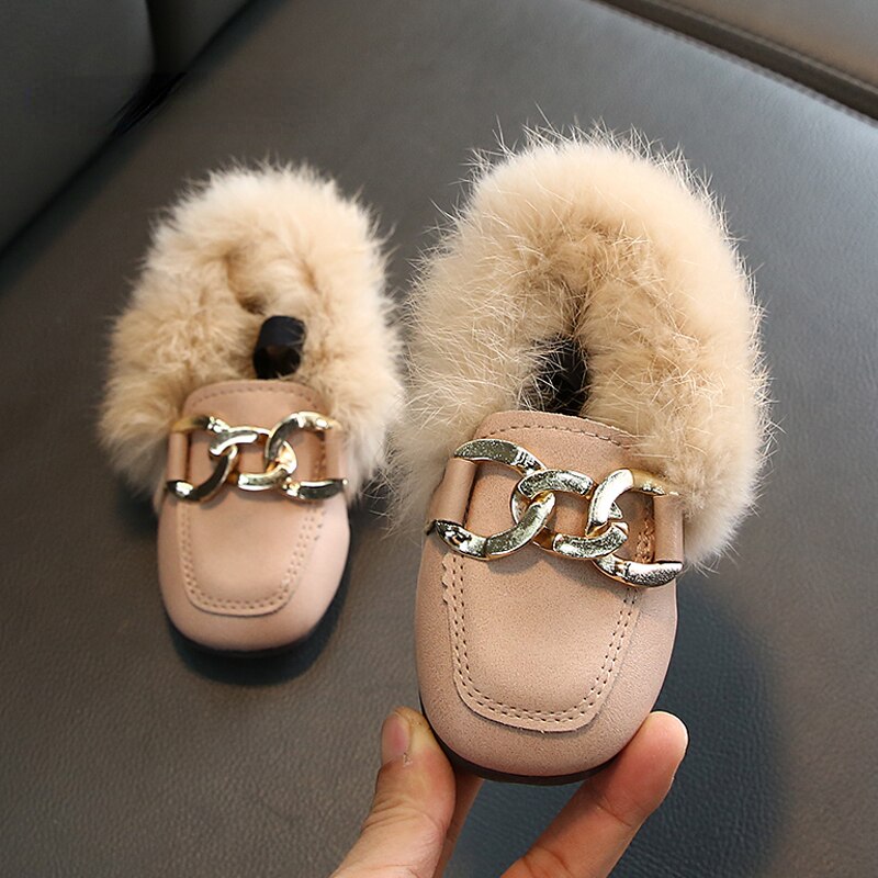 Children's loafers with fur