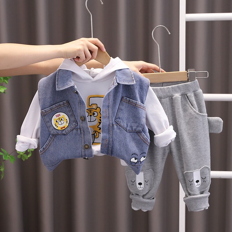 Children's set 3 pieces denim vest