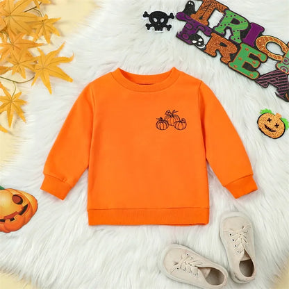 Sweatshirt Casual Halloween Pumpkin Print