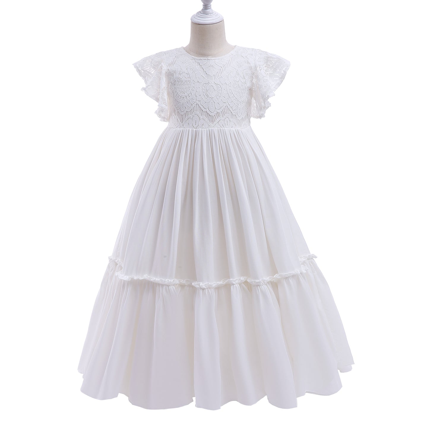 Children's Long Dress With Fower Lace