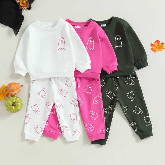 Crew Neck Long Sleeve Sweatshirts and Long Pants 2Pcs Halloween Set