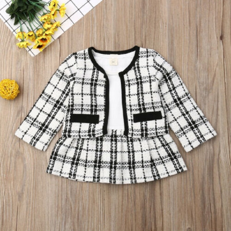 Children's black and white plaid set