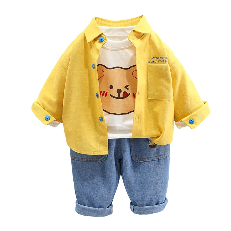 Children's 3-piece set bear with jeans