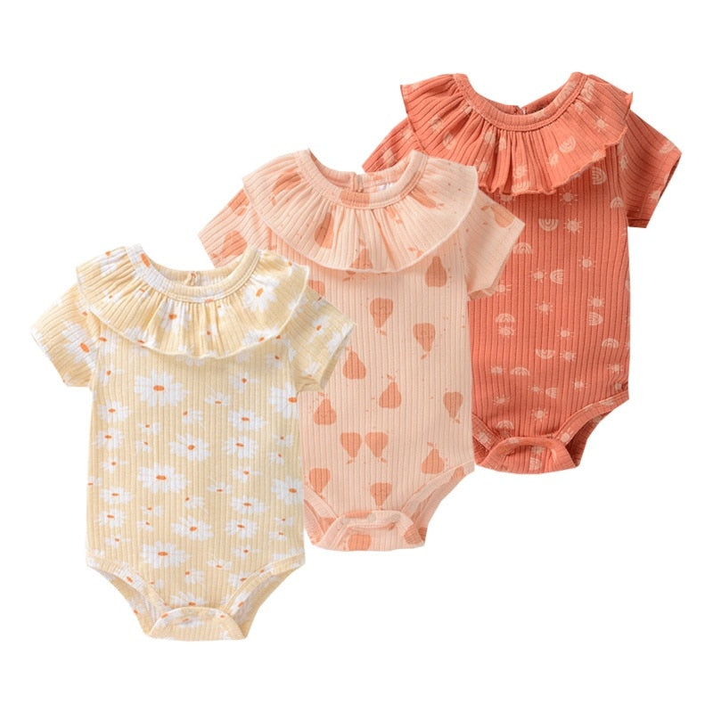 Kit 3 minimalist bodysuits for baby girl