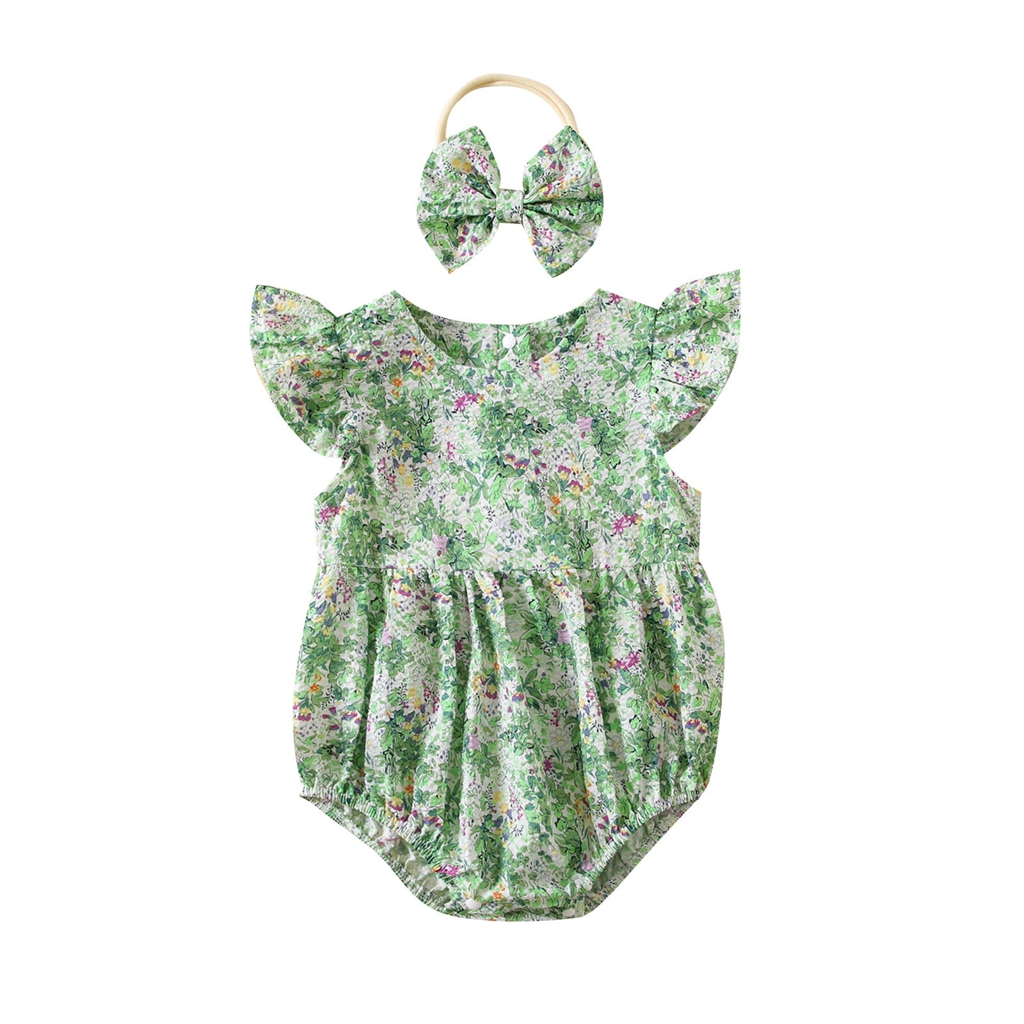 Baby Bodysuit with flowers + headband