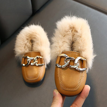 Children's loafers with fur