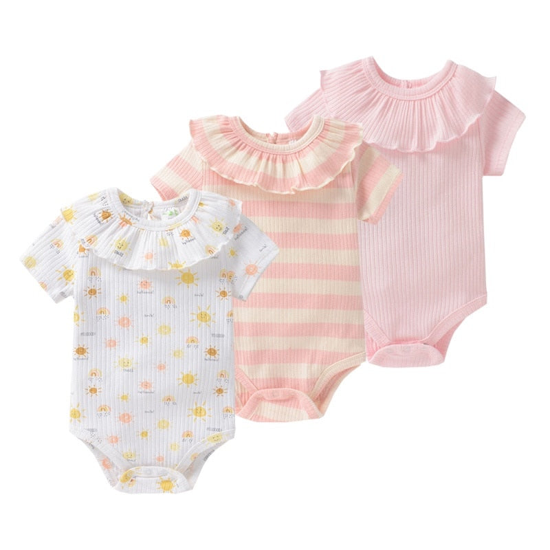 Kit 3 minimalist bodysuits for baby girl