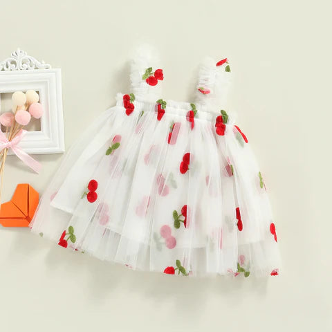 Children's Tulle Dress Cherries