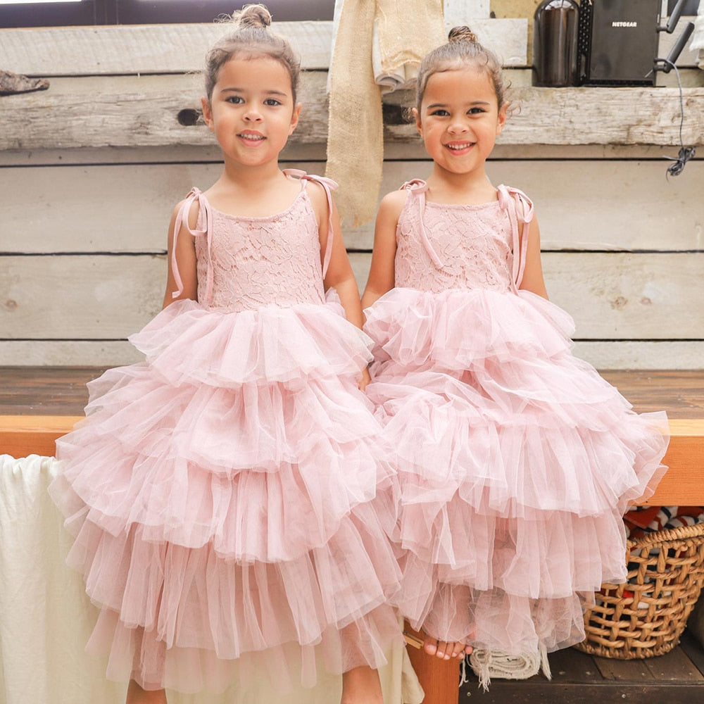 Children's Dress With Tulle Tiered Skirt