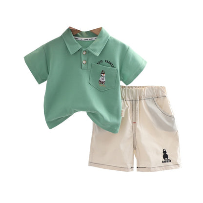 Children's set with an embroidered rabbit in the pocket