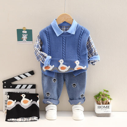 Children's set with vest with little ducks