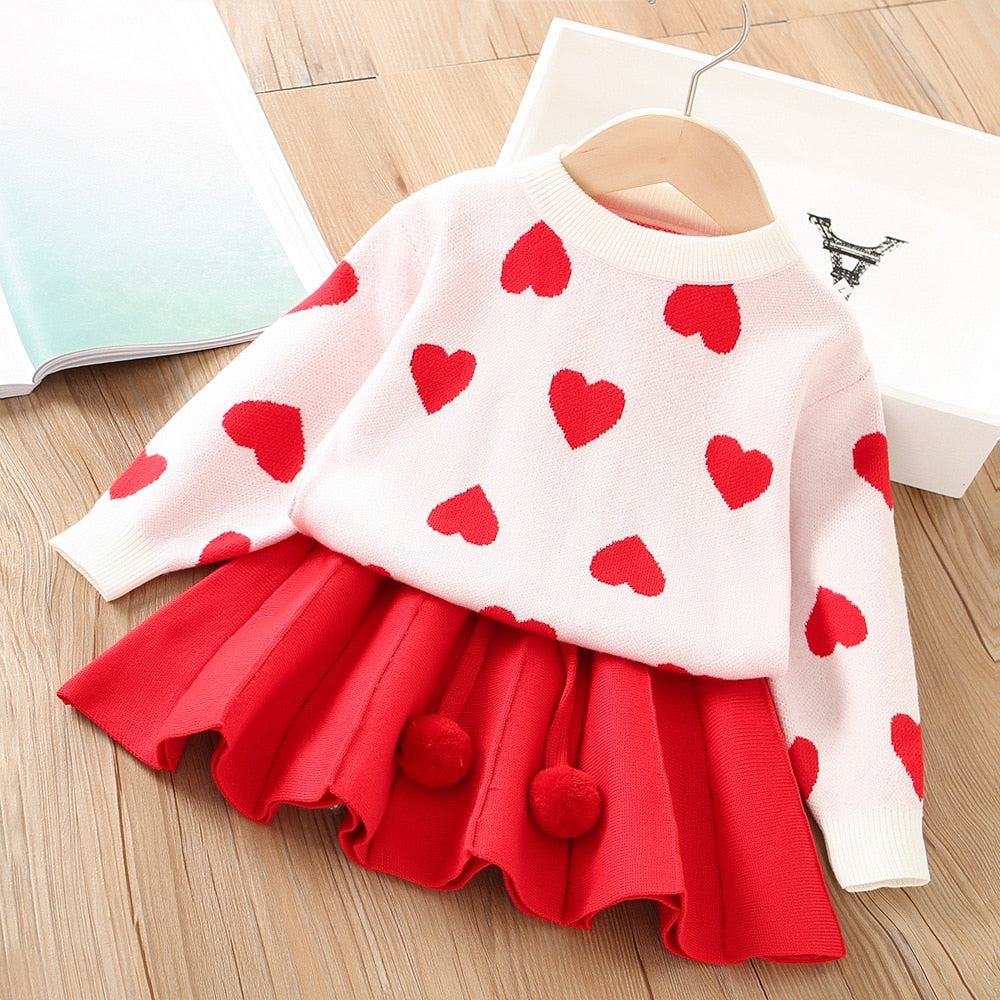 Children's set hearts Skirt + cold blouse