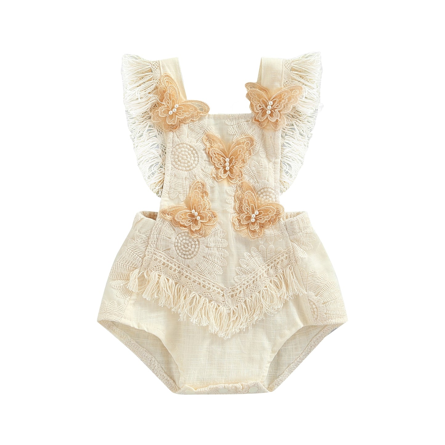 Children's beige bodysuit with butterfly