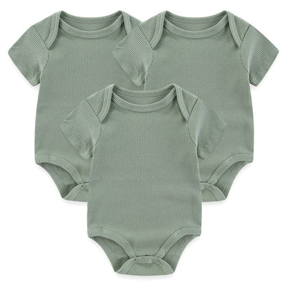 Kit 3 Basic Colored Baby Bodysuits