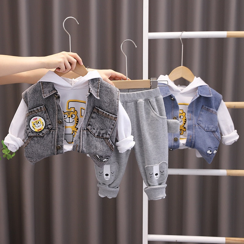 Children's set 3 pieces denim vest