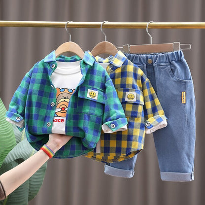 Children's set with plaid jacket