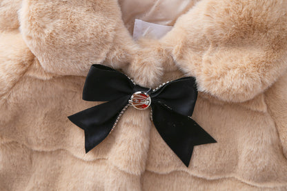 Children's warm coat with bow