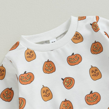 Pumpkin Expression Halloween Clothes Set