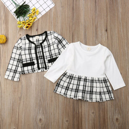 Children's black and white plaid set