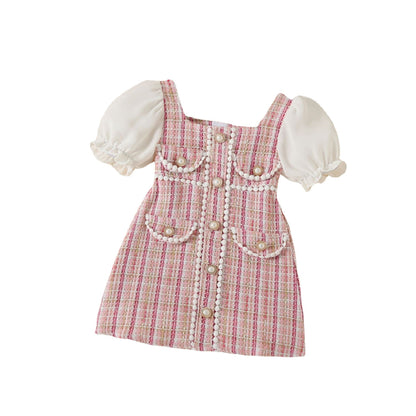 Baby pink checkered dress