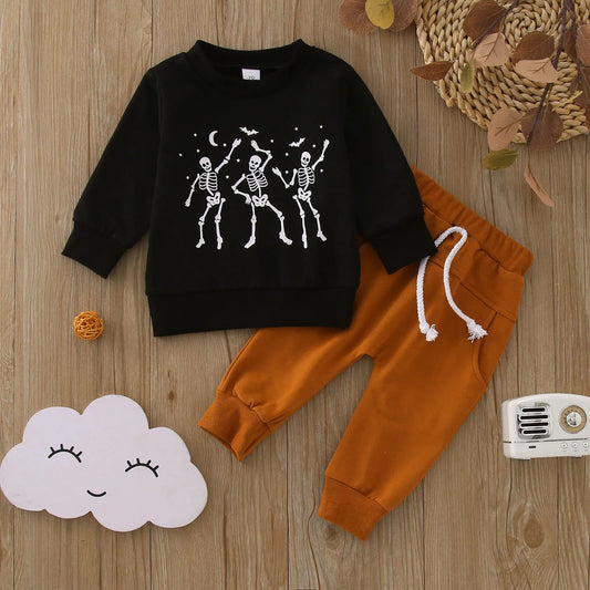 Halloween Sets Long Sleeve T-shirts+Drawstring Long Pants